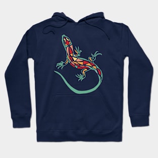 Lizard tribal turquoise and maroon Hoodie